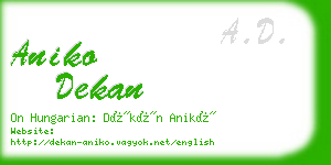 aniko dekan business card